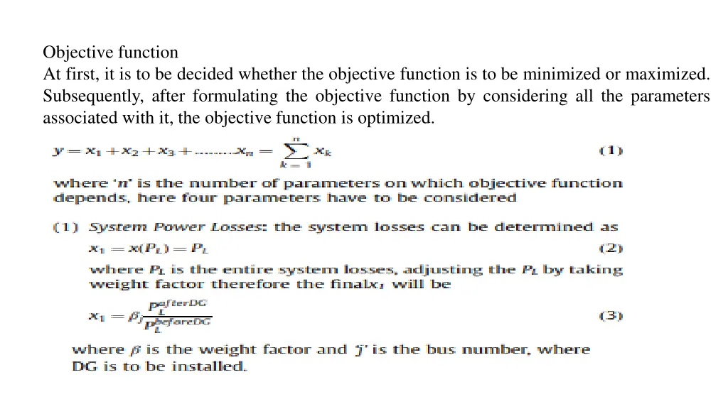 objective function at first it is to be decided