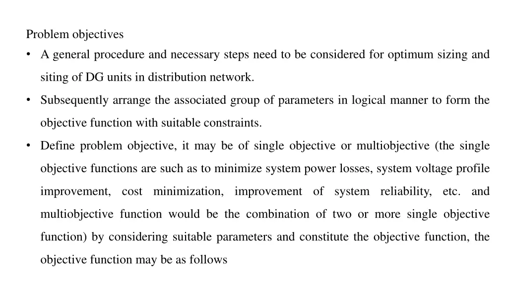 problem objectives a general procedure