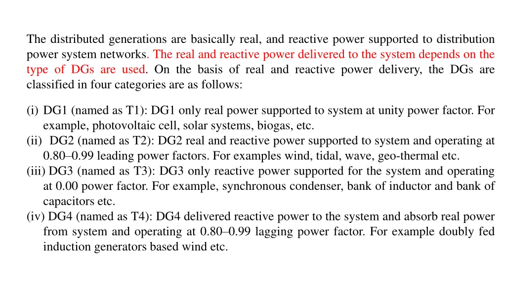 the distributed generations are basically real