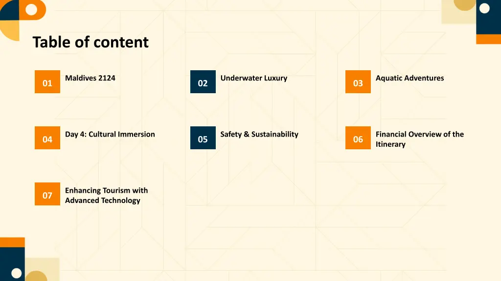 table of content