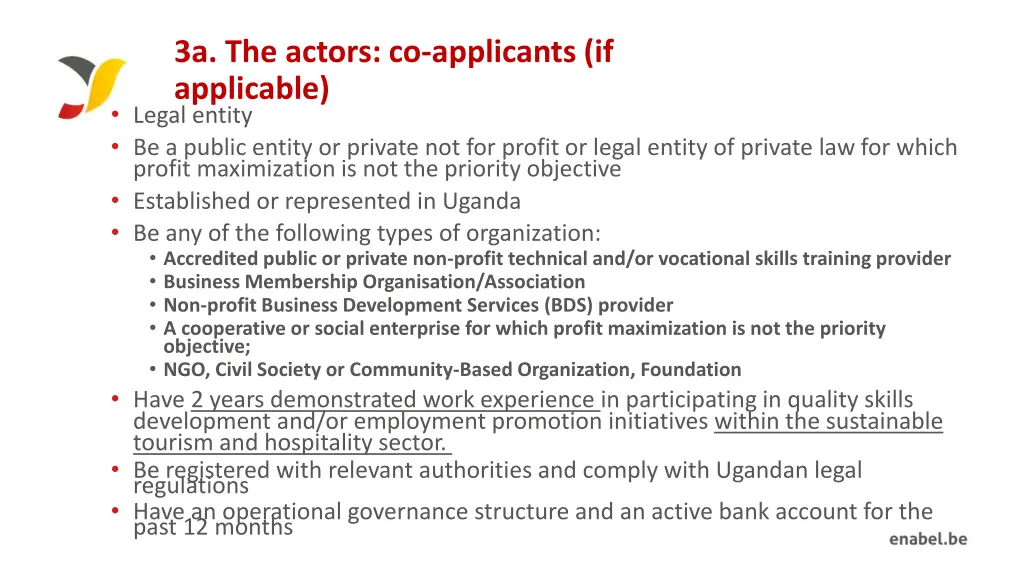 3a the actors co applicants if applicable legal