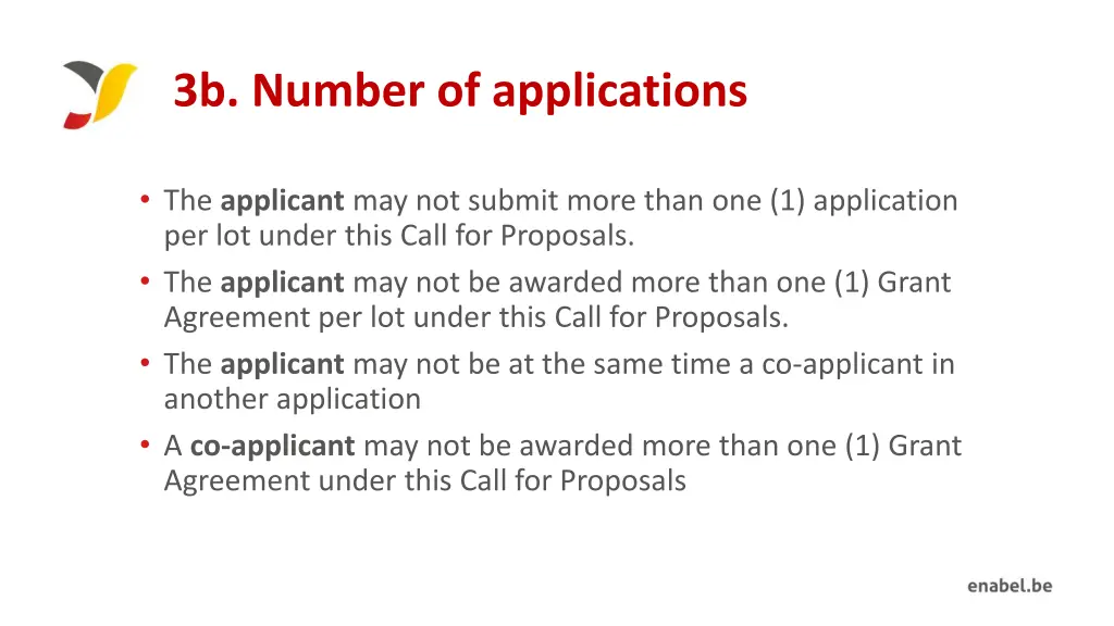 3b number of applications