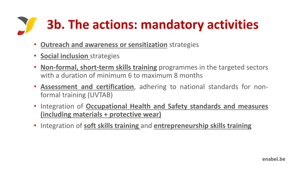 3b the actions mandatory activities