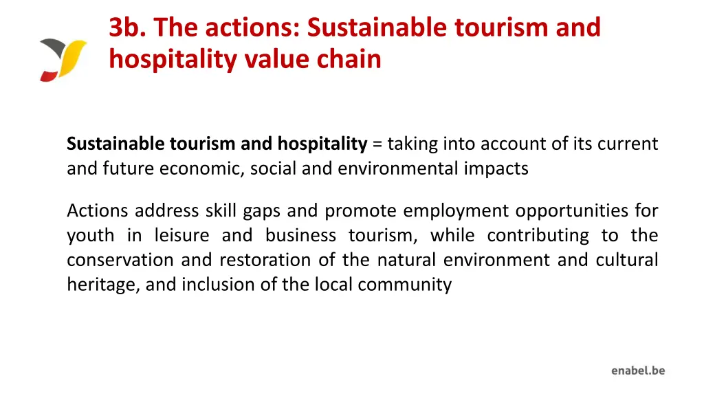 3b the actions sustainable tourism