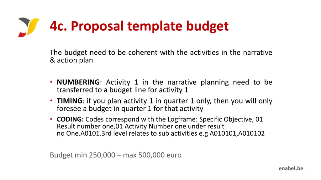 4c proposal template budget