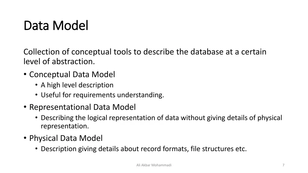 data model data model