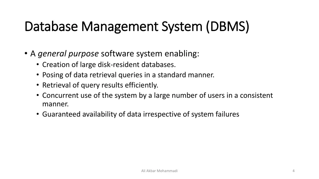 database database management system dbms