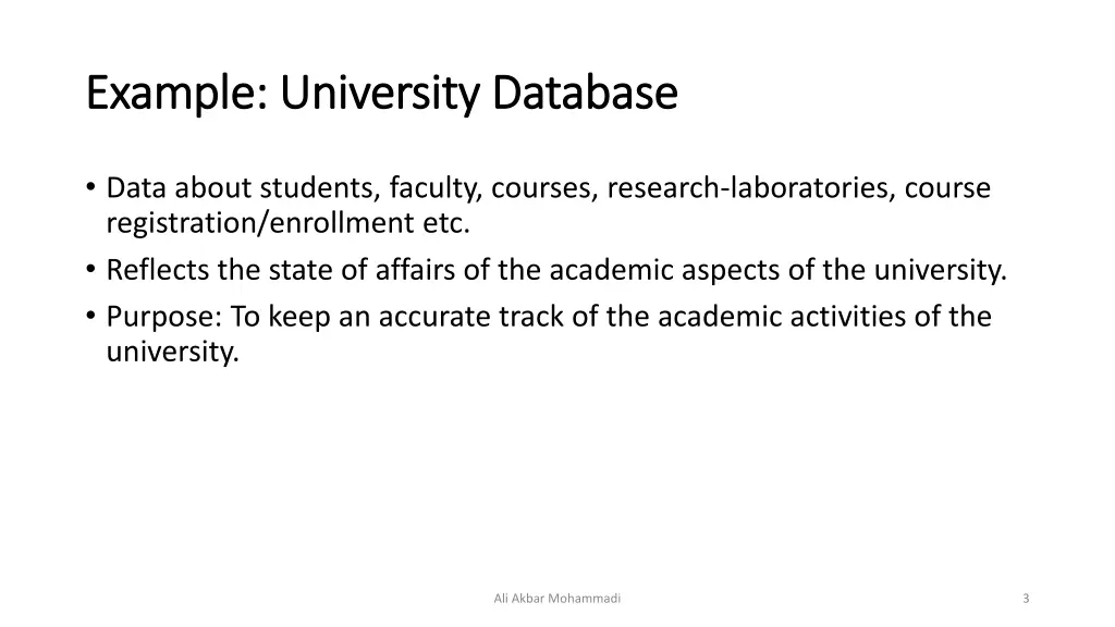 example university database example university