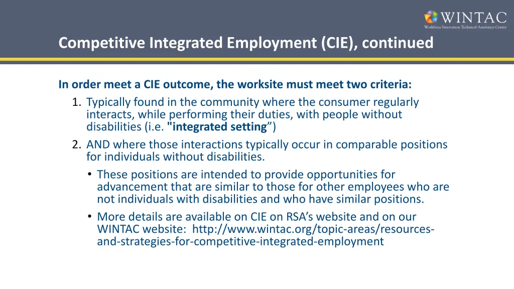 competitive integrated employment cie continued