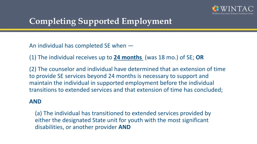 completing supported employment