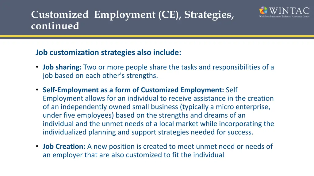 customized employment ce strategies continued