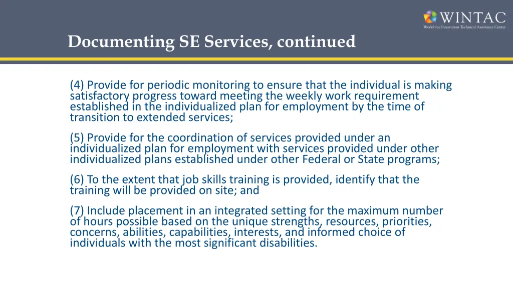 documenting se services continued