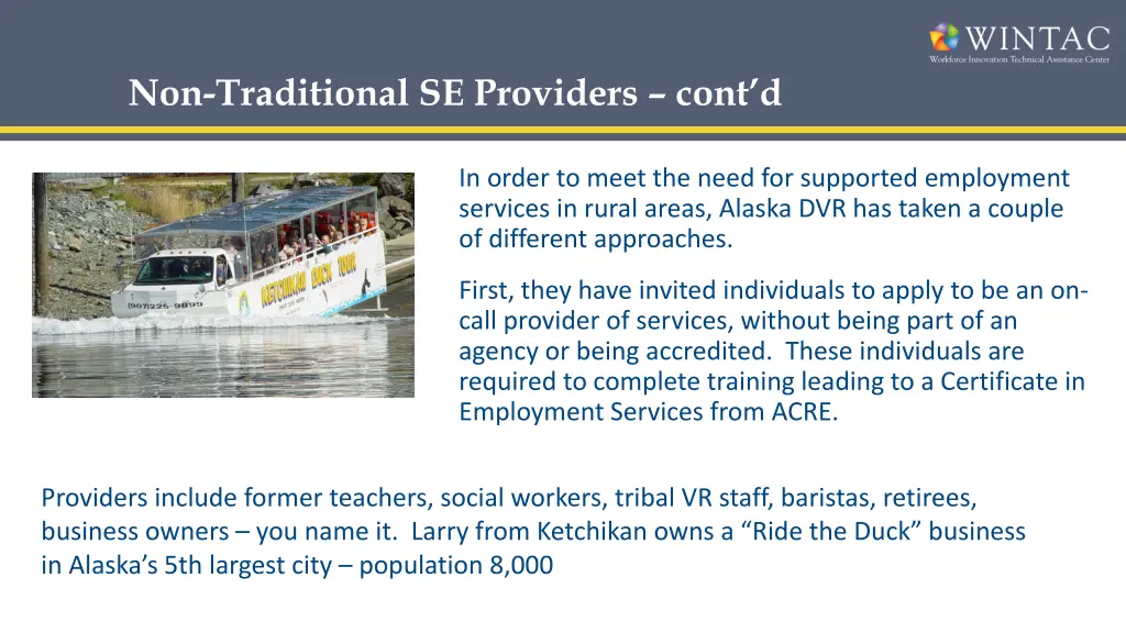 non traditional se providers cont d