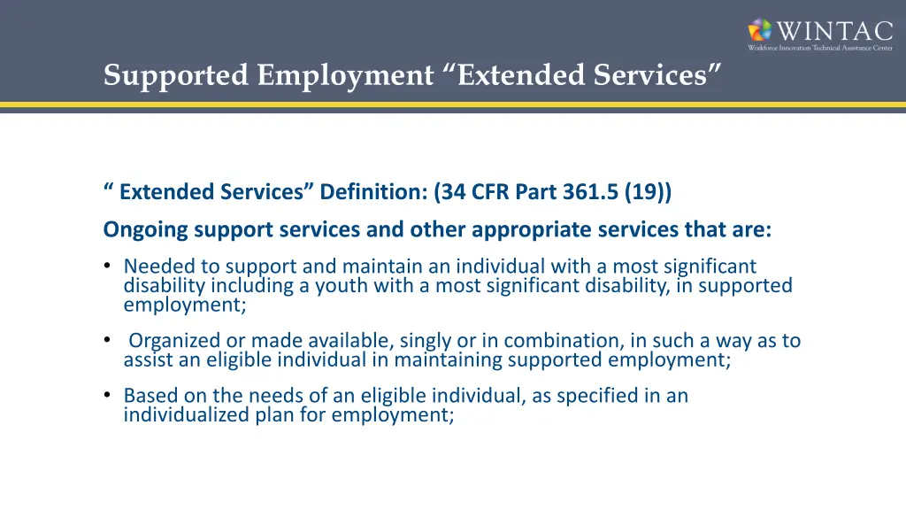 supported employment extended services