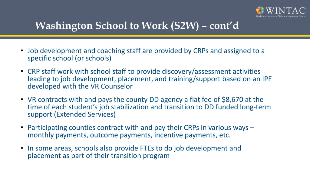 washington school to work s2w cont d