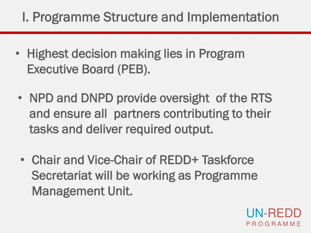i programme structure and implementation