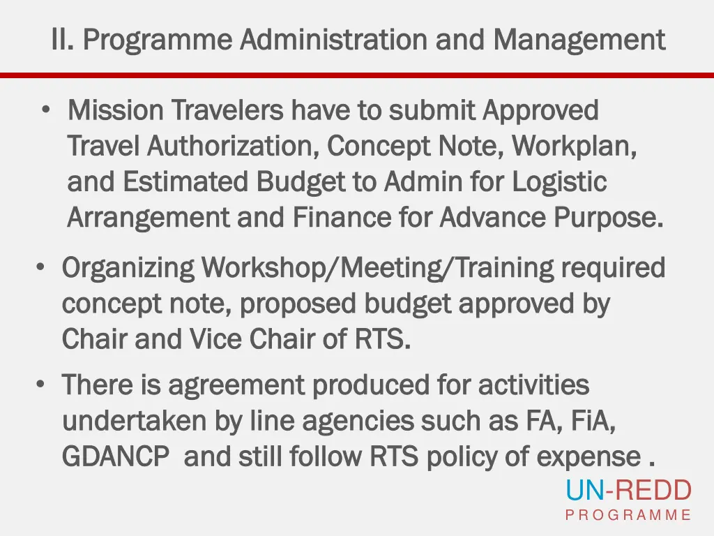 ii ii programme administration and management 1