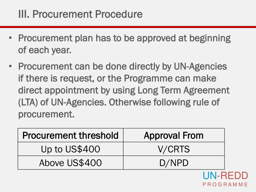 iii iii procurement procedure procurement
