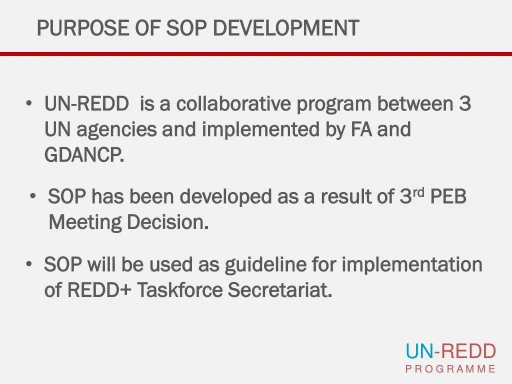 purpose of sop development purpose