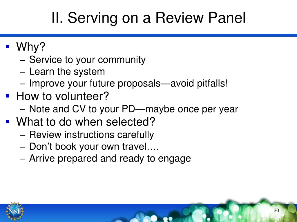 ii serving on a review panel