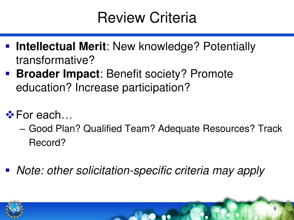 review criteria