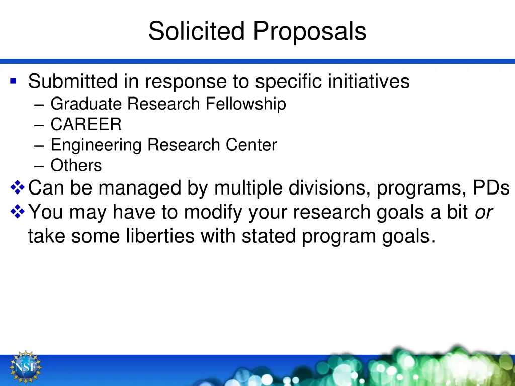 solicited proposals