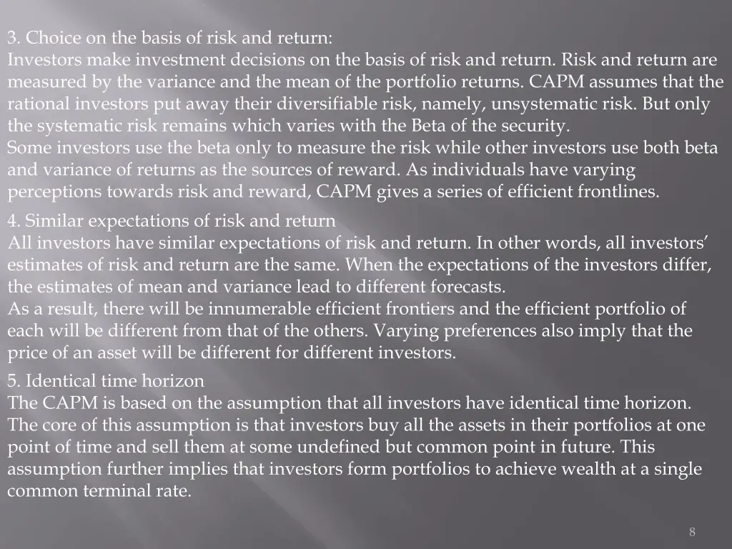 3 choice on the basis of risk and return