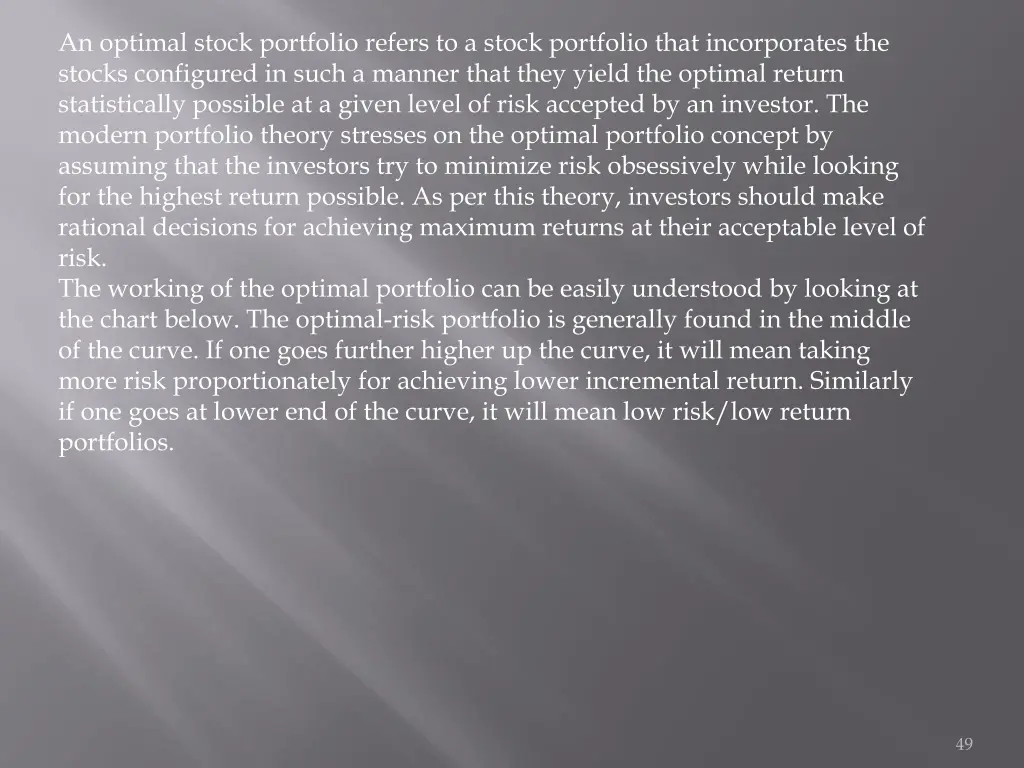 an optimal stock portfolio refers to a stock