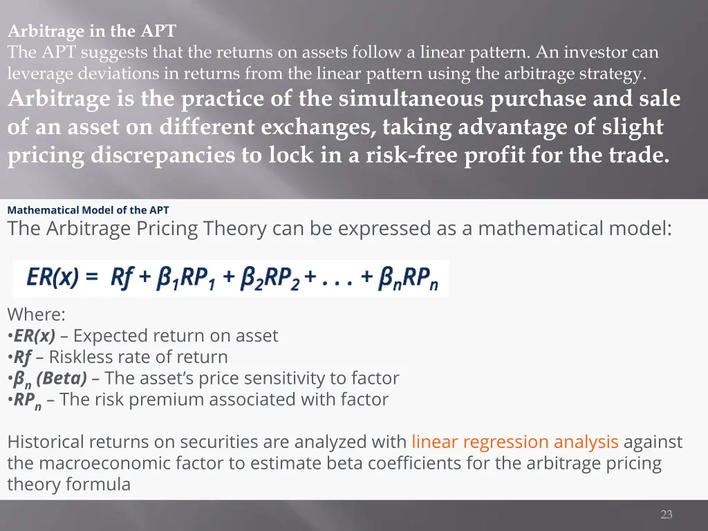 arbitrage in the apt the apt suggests that