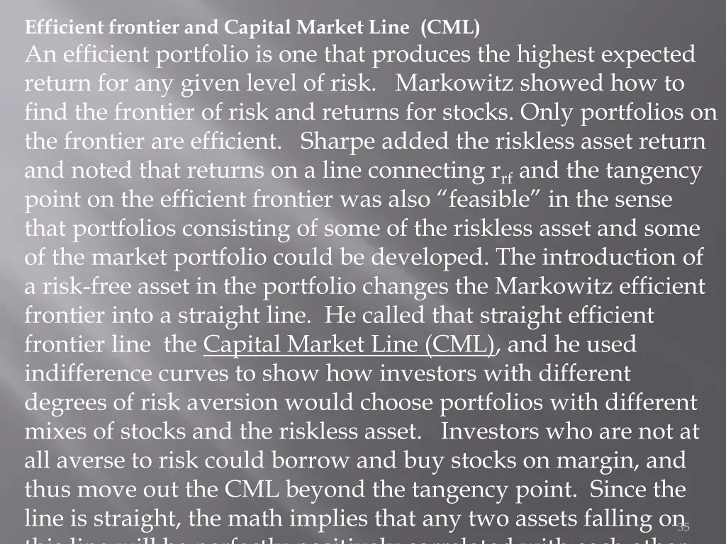 efficient frontier and capital market line