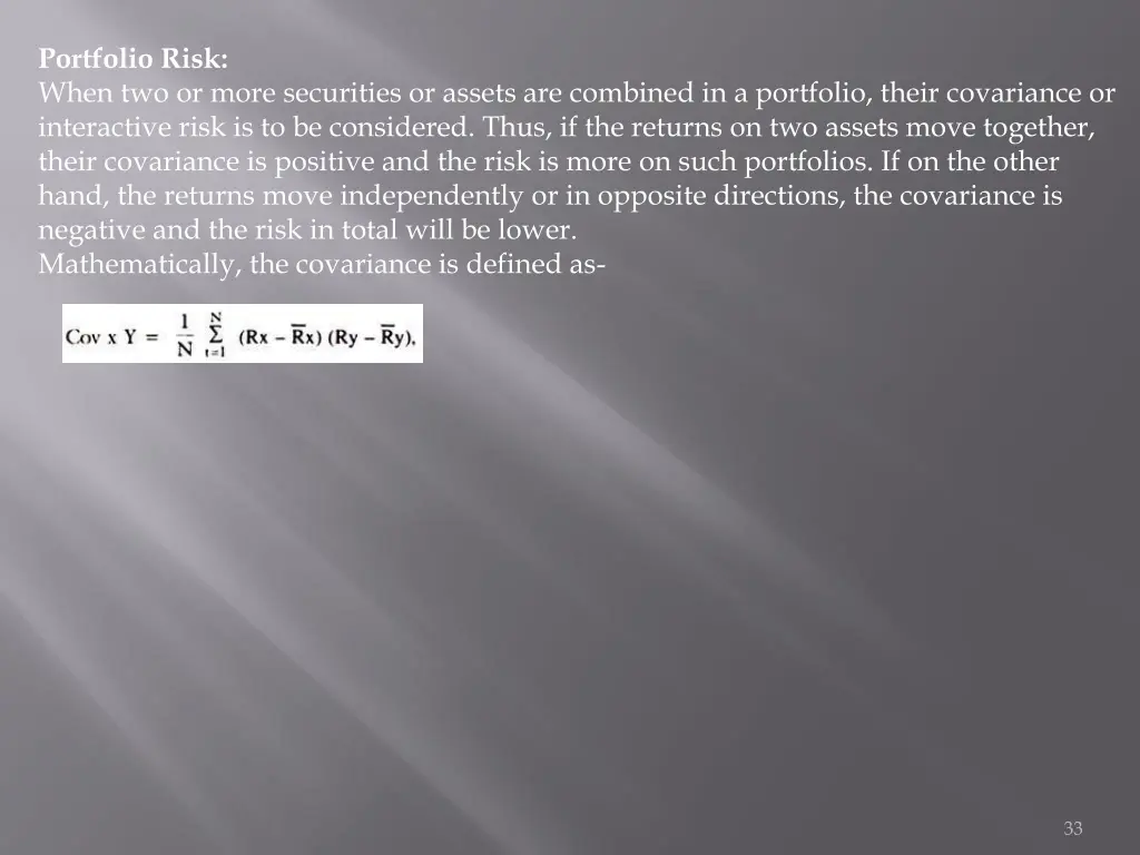portfolio risk when two or more securities