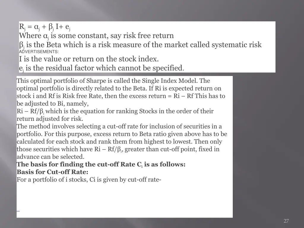r j j j i e j where j is some constant say risk