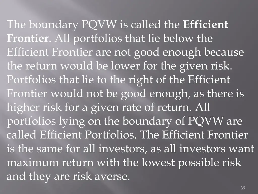 the boundary pqvw is called the efficient