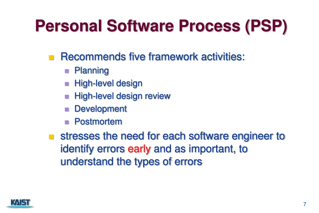personal software process psp