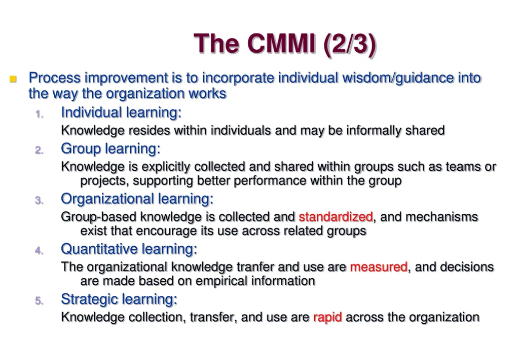 the cmmi 2 3