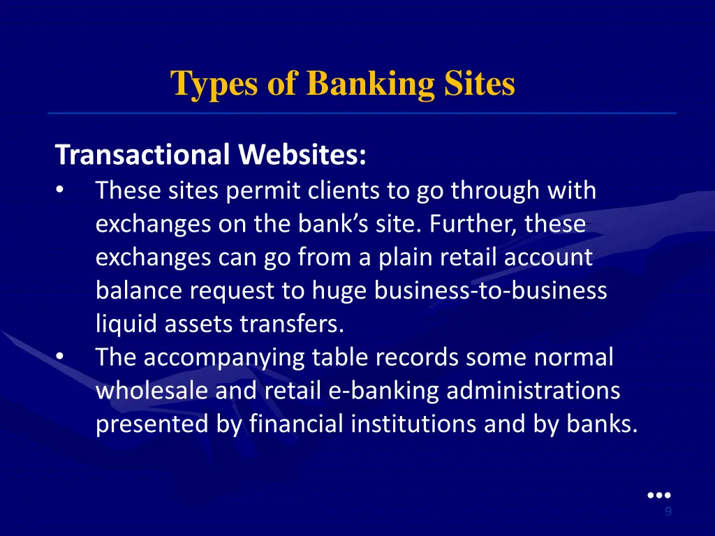 types of banking sites