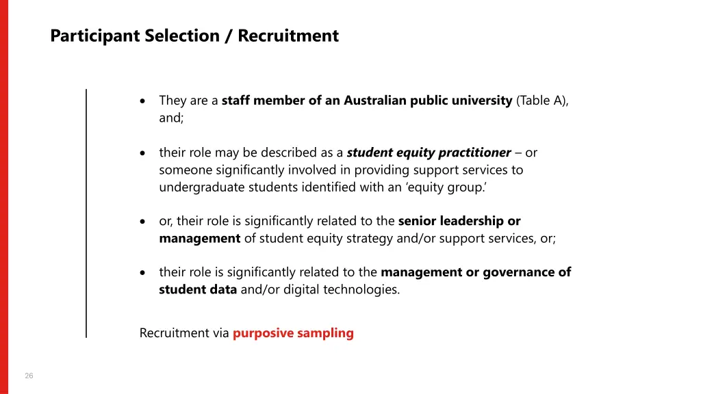 participant selection recruitment