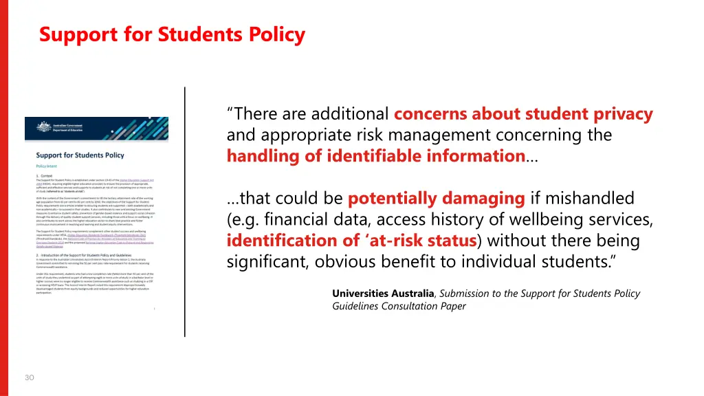 support for students policy