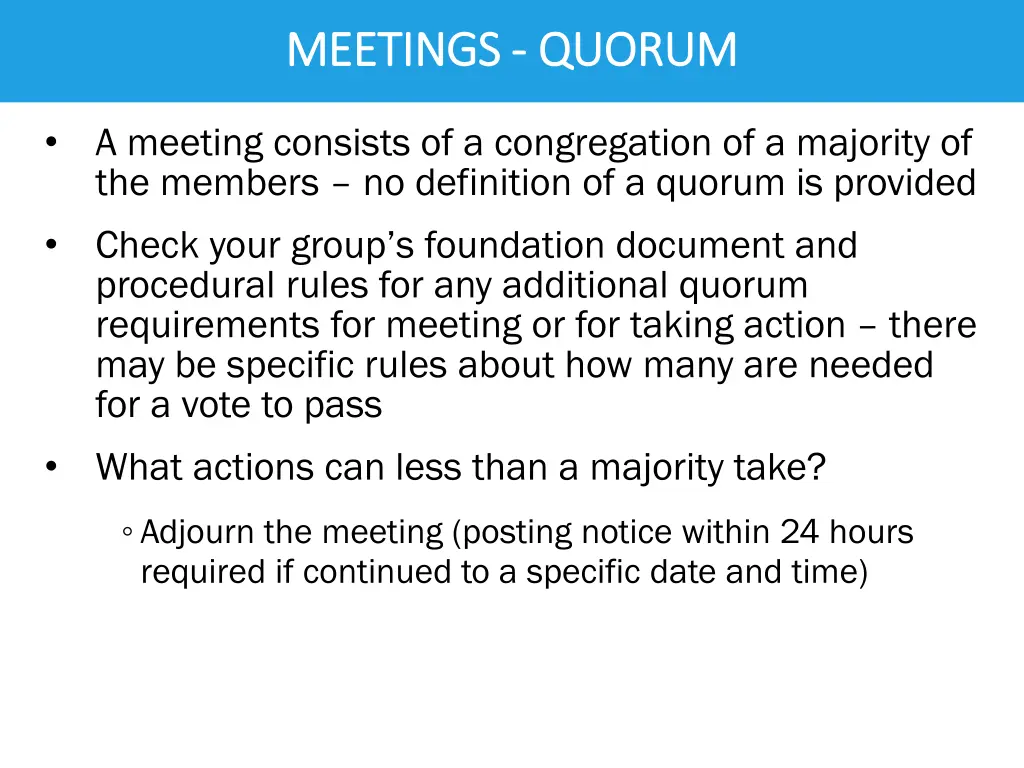 meetings meetings quorum