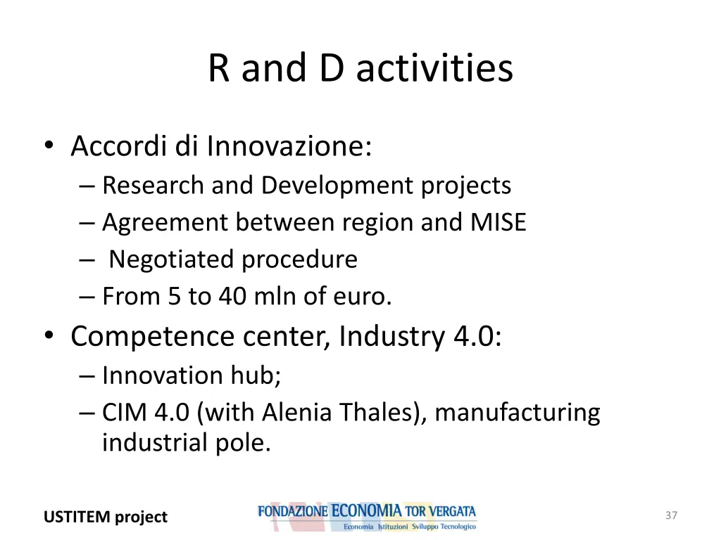 r and d activities