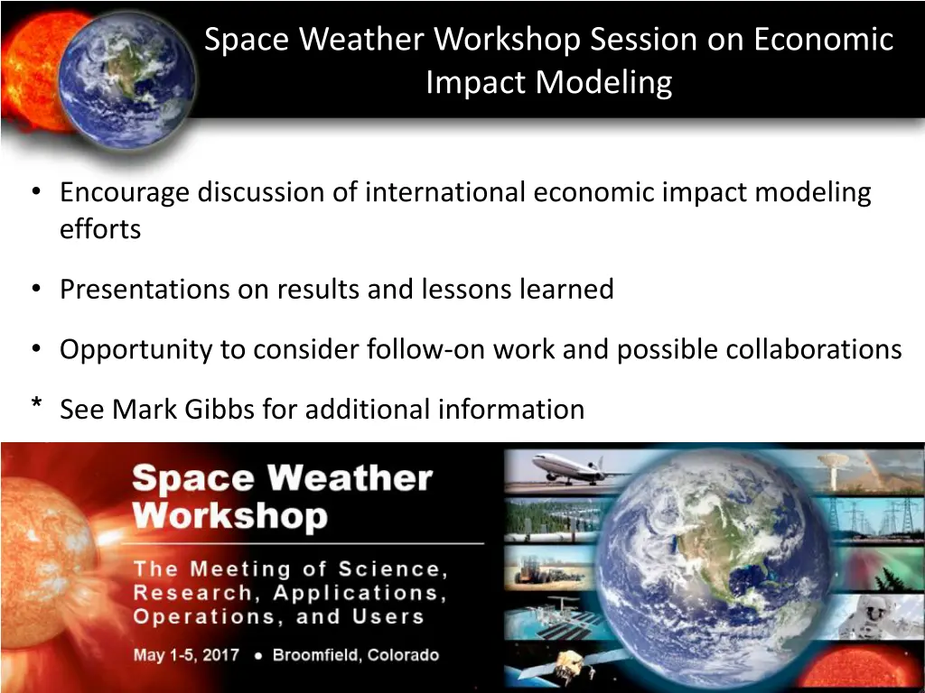 space weather workshop session on economic impact