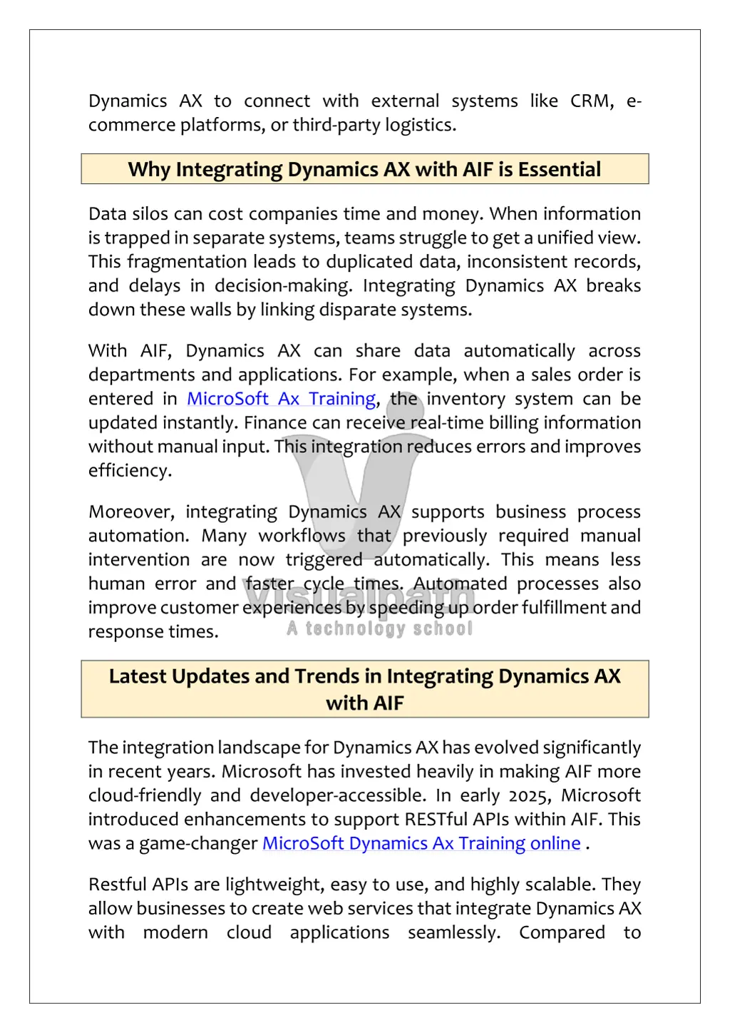 dynamics ax to connect with external systems like