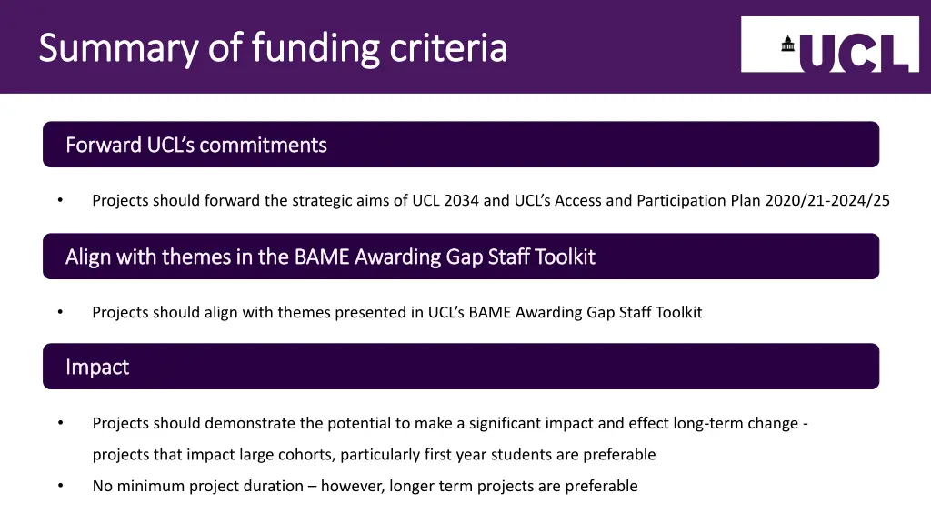 summary of funding criteria summary of funding 2