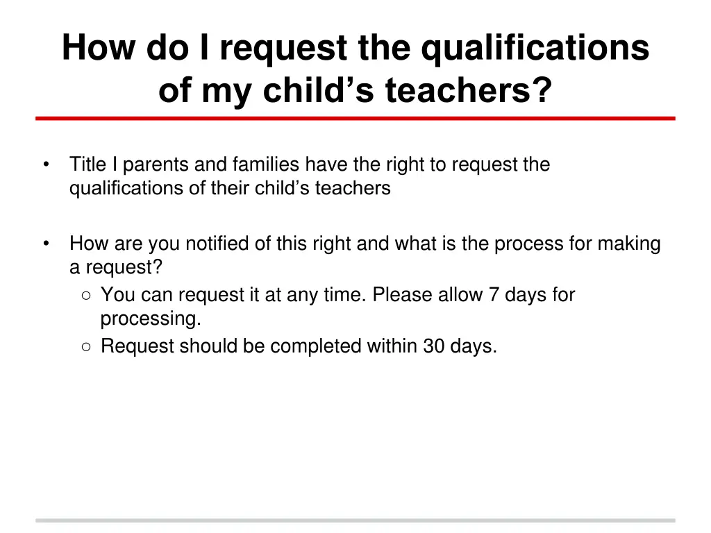 how do i request the qualifications of my child