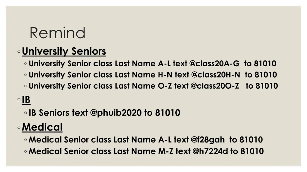 remind university seniors university senior class