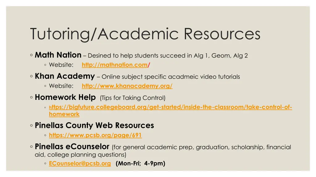 tutoring academic resources