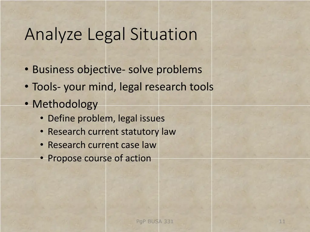 analyze legal situation