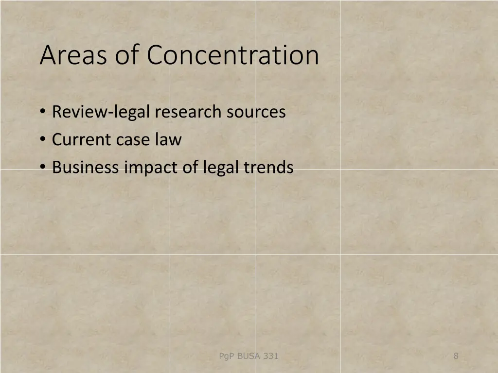 areas of concentration