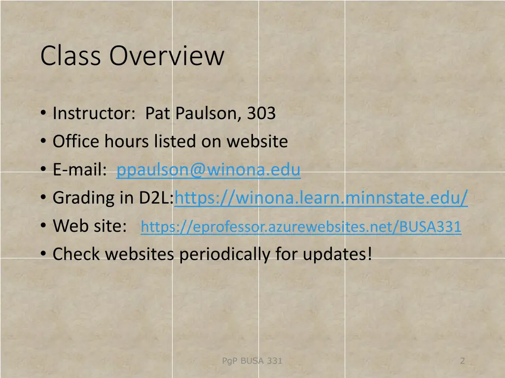 class overview