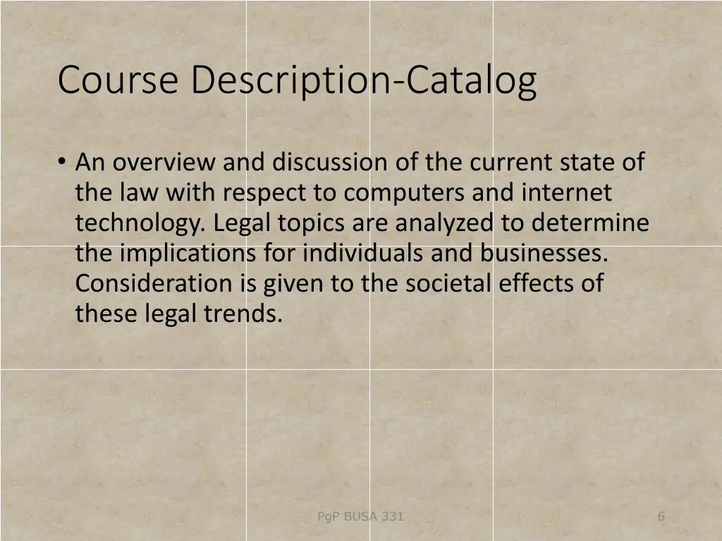 course description catalog
